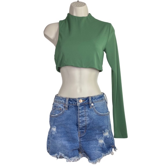 Camila Coelho | NEW Blake Asymmetrical Crop Top in Basil Green Size XS - Picture 2 of 9